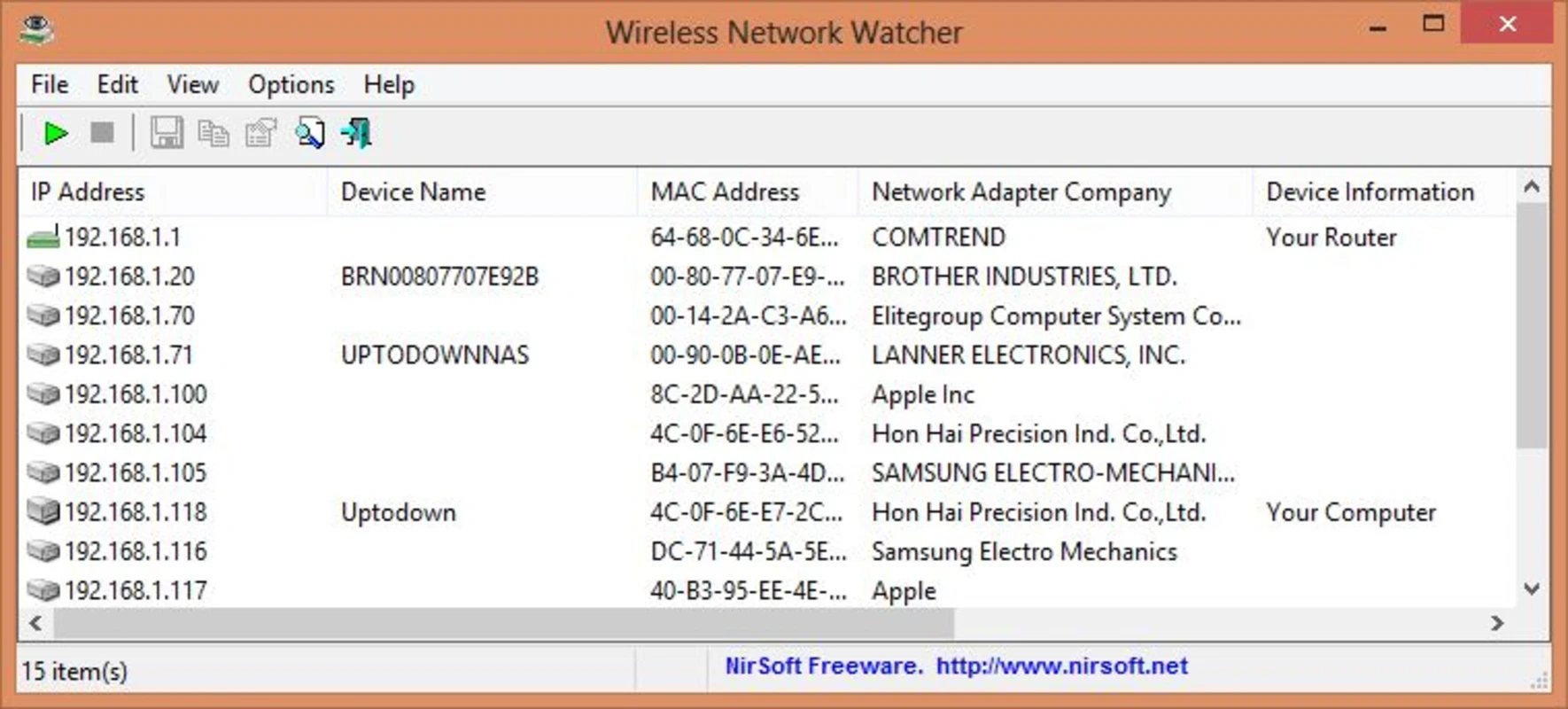 Wireless Network Watcher — skærmbillede 1